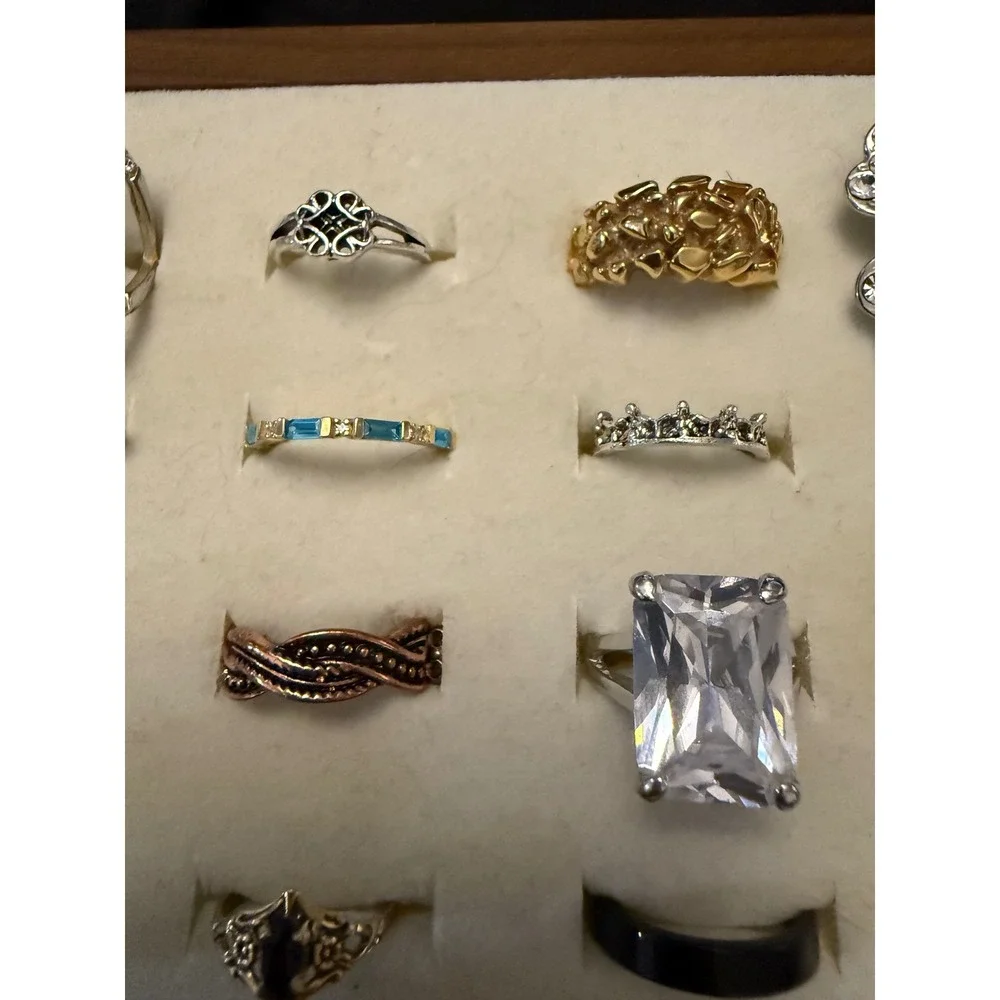Fashion Ring Lot 50 Mixed Styles Statement Boho Crystal Silver Gold Tone